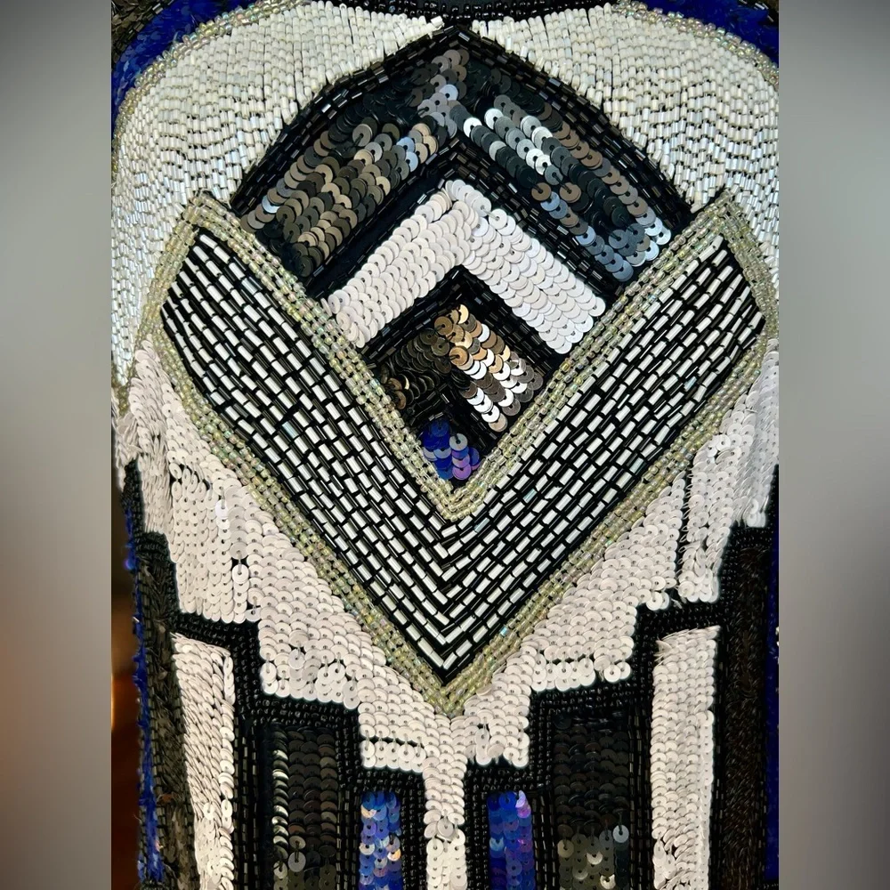 Parker Hayden Art-Deco Flapper Style Beaded Sequin Mini-Dress, 8/10 - Picture 7 of 10